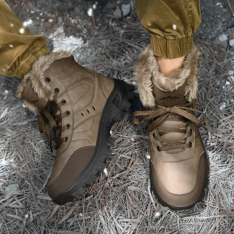 Nuovi Stivali Invernali da Uomo, Scarpe Calde Impermeabili Antiscivolo, Sneakers in Peluche, Stivali in Pelle da Uomo, Taglie Grandi fino al 48