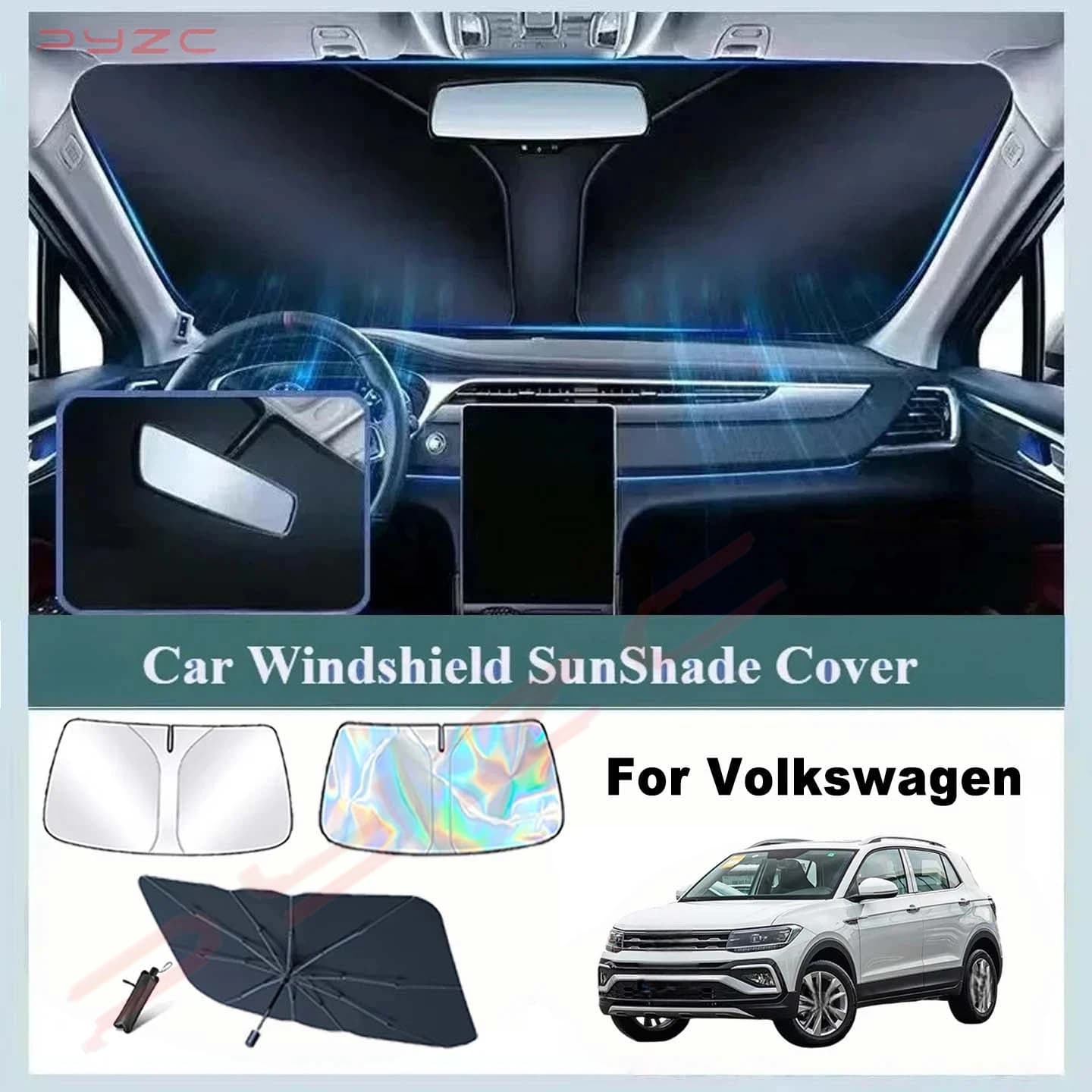 Car Windshield Sun Shade Covers Visors Auto Front Window Sunscreen For Volkswagen VW Atlas ID.4 Sunshade Vehicle Accessories