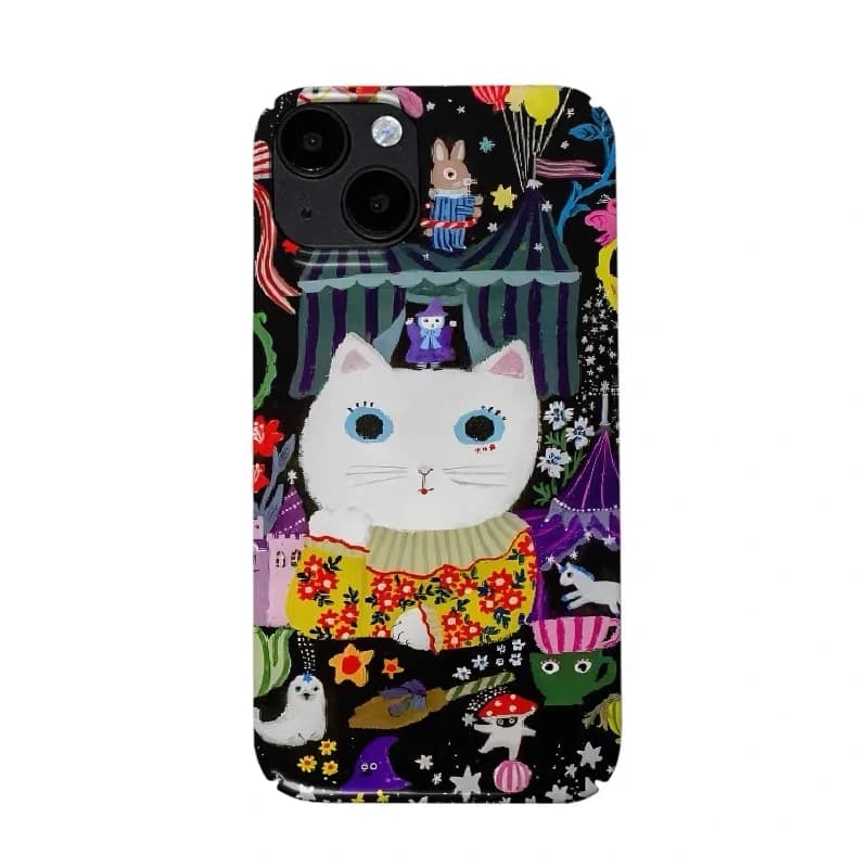 Ins Custodia per telefono gatto trucco colore scuro per IPHONE 17 Air 16E 15 PROMAX 14 Plus 13 12 MINI 11 PRO 16Plus XR Cover per telefono in acrilico