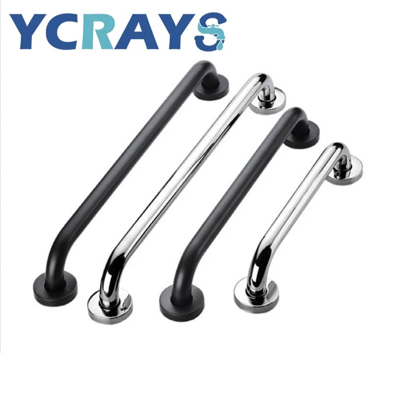 YCRAYS Nero Cromato Toilette Corrimano Per Bagno Vasca Da Bagno Bracciolo di Sicurezza Maniglia Della Porta Portasciugamani SUS304 WC Accessori