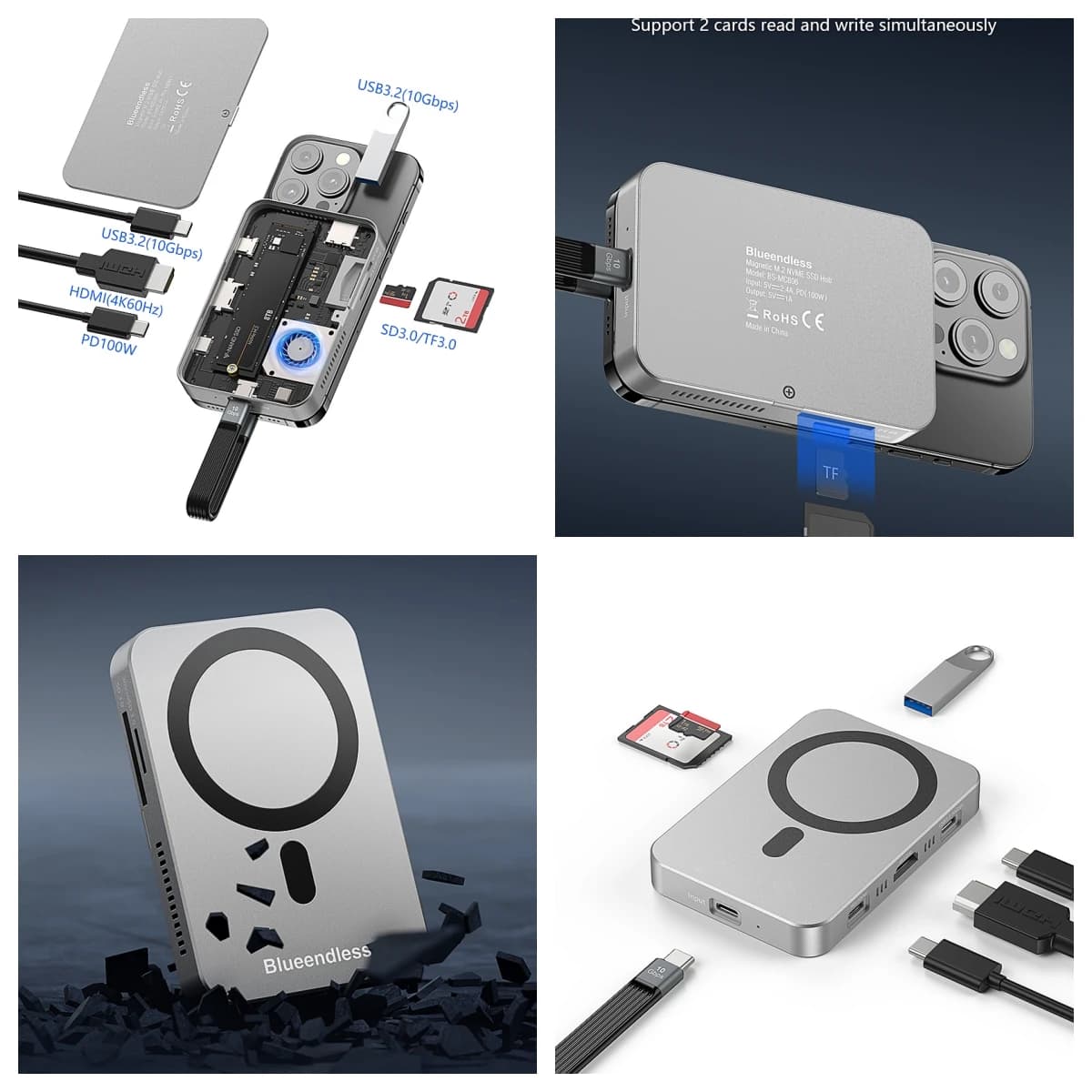 Hub Magnetico Multifunzionale + Enclosure per SSD M.2 NVME