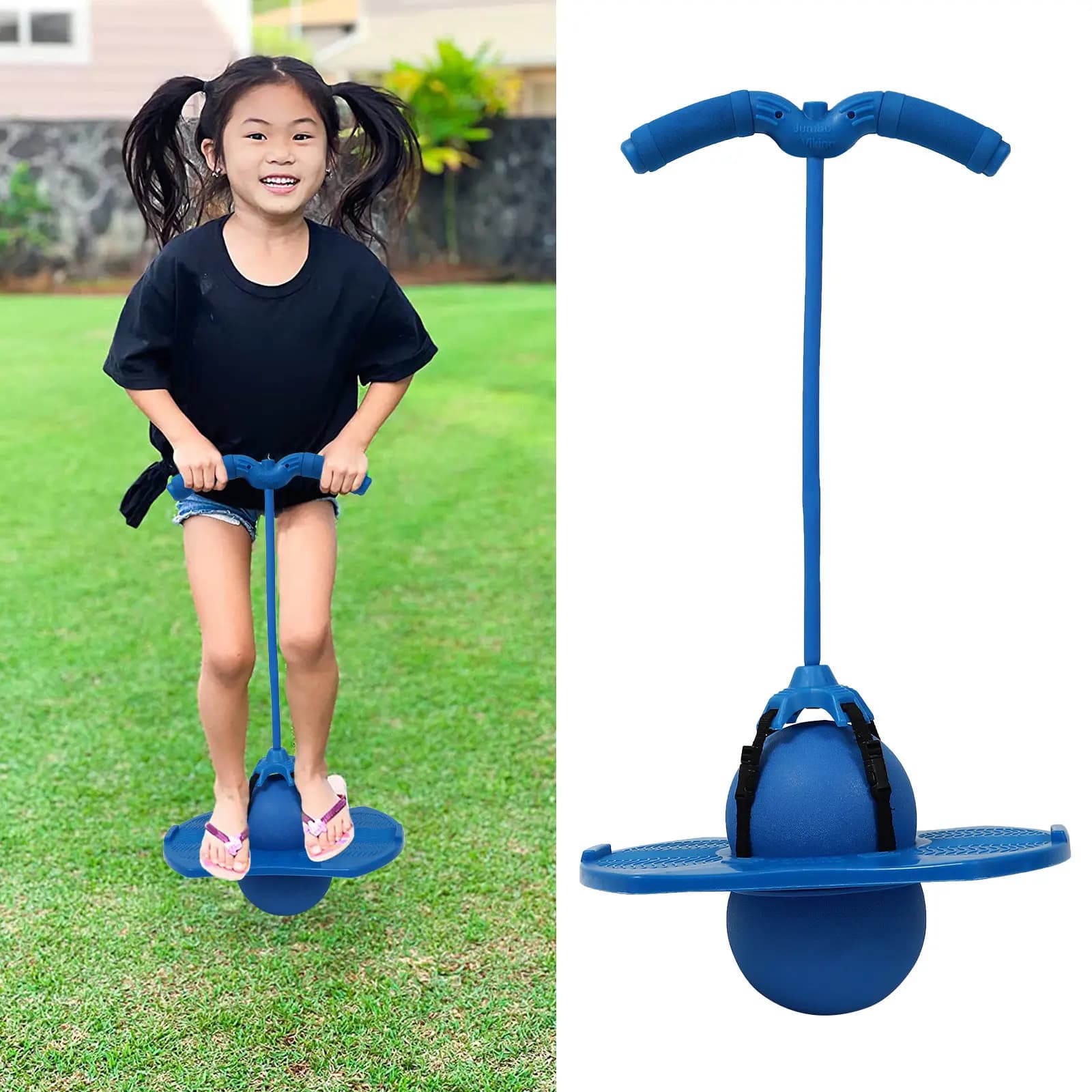 1Set Jumping Ball with Handle Rope Outdoor Kids Exercise Ball Set Safe Edges Includes Pump Accessory