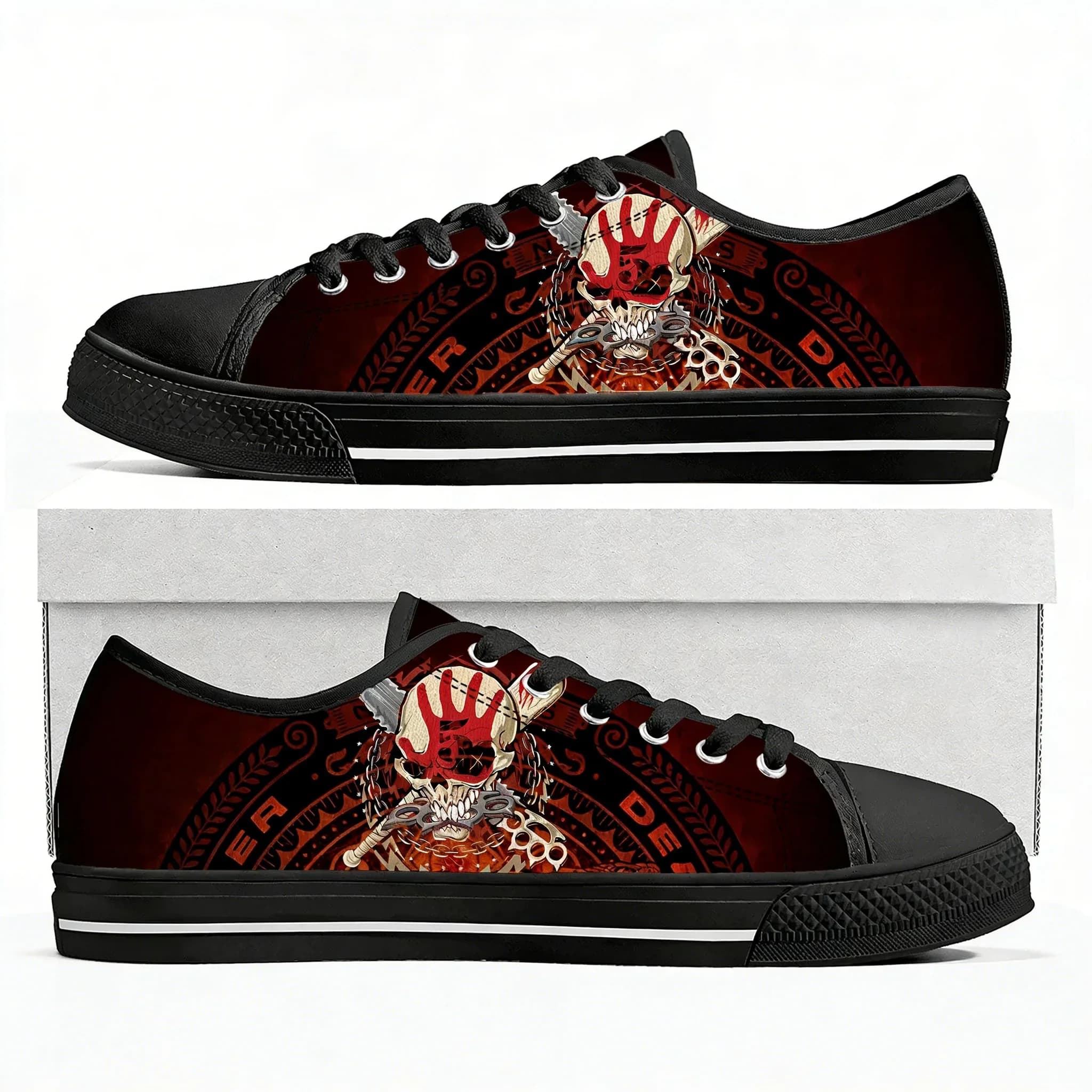 Scarpe basse Five Finger Death Punch per uomo, donna e adolescente, sneakers casual in tela, calzature per coppie, scarpe personalizzate unisex nere