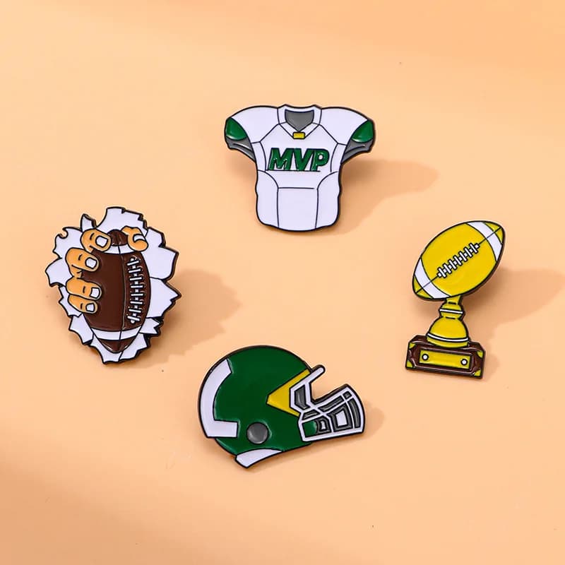 New Rugby Football MVP Brooch Metal Pin Creative Badge Unisex DIY for Clothes Bags Shoes Hat Scarf T-shirt Jeans Accessories