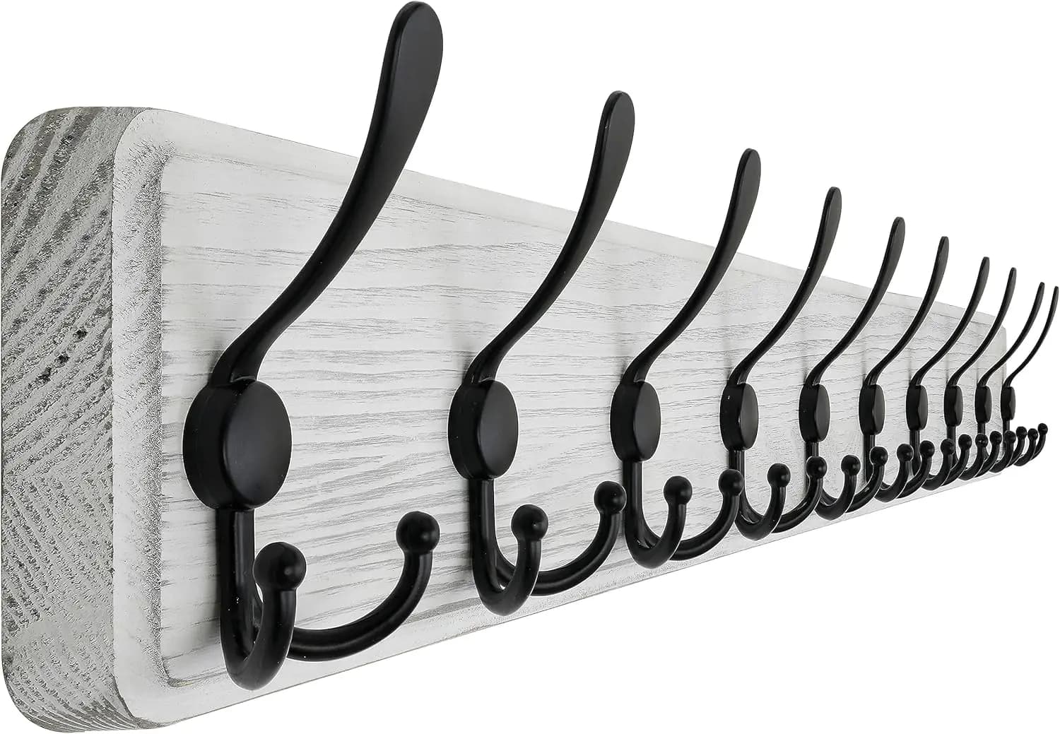 Appendiabiti da Parete con 10 Ganci Tripli, Design Rustico in Legno, Resistente per Ingresso o Camera da Letto