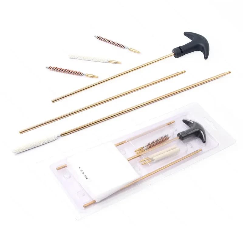 4.5/5.5MM 177&.22 Kit di pulizia canna Fucile Pistola Pistola ad aria compressa Asta Spazzola Pulitore Accessori per la caccia Set di strumenti per la pulizia della pistola