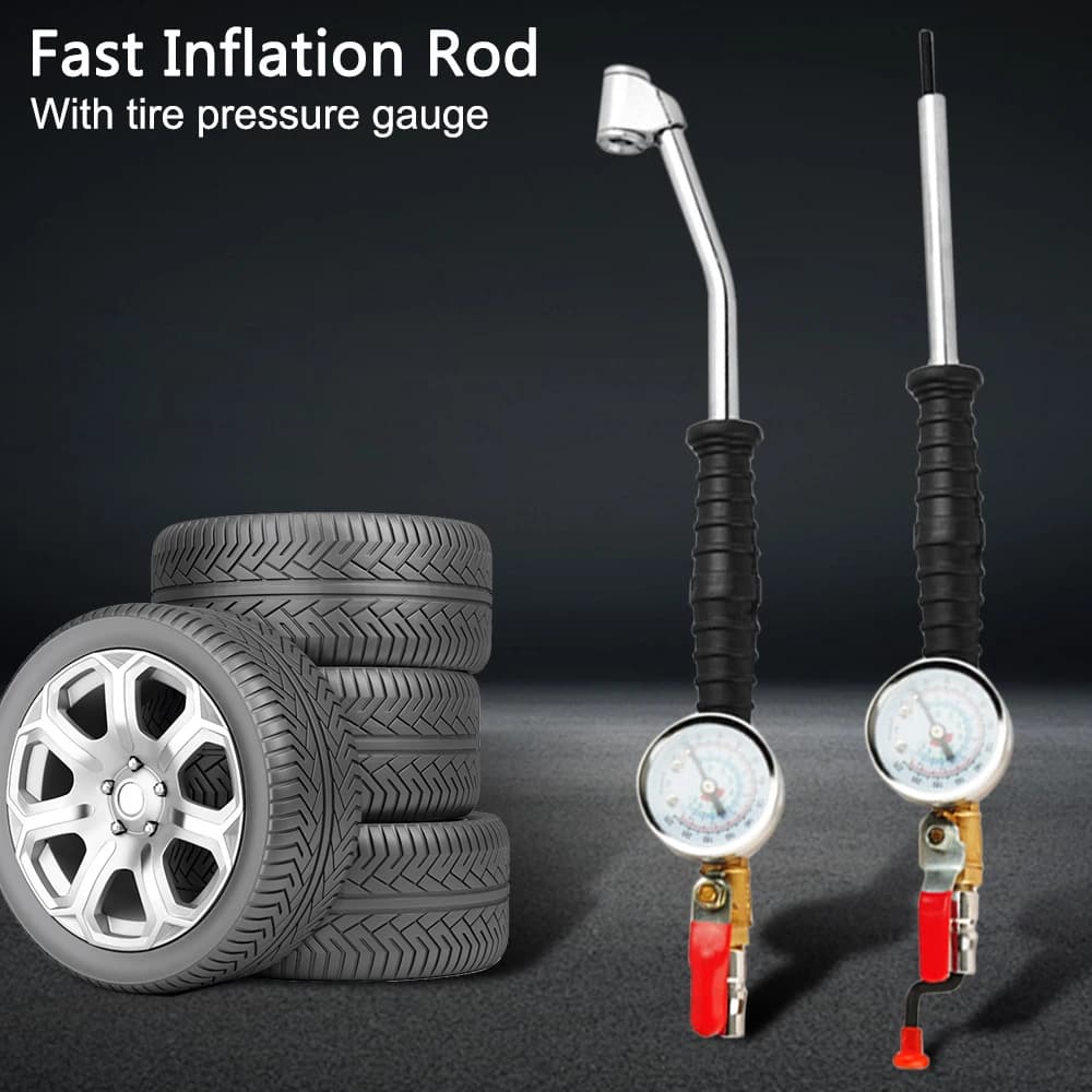 Manometro per gonfiaggio pneumatici portatile con misuratore di pressione 0-230 PSI 34/30 cm Accessorio per pompa d'aria portatile in acciaio resistente portatile