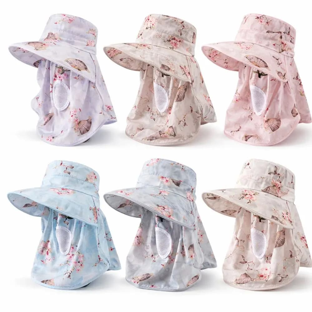 Wide Brim Face Mask Sun Hat UV Protection Breathable Tea Picking Work Hat Lightweight Full Wrap Fisherman's Hat Summer Outdoor