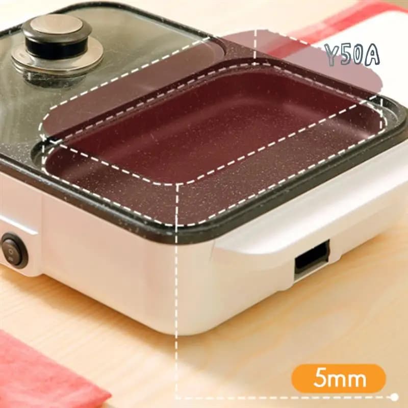 Anti-stick electric pot for interior 2 in 1 and pan Grill for portable electric barbecue for indoor family meetings American Spina C