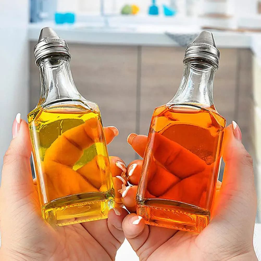 Set di 2 Dispenser in Vetro per Olio e Aceto, Anti-Goccia, per Conservazione di Olio di Soia e Sciroppo, Accessorio da Cucina