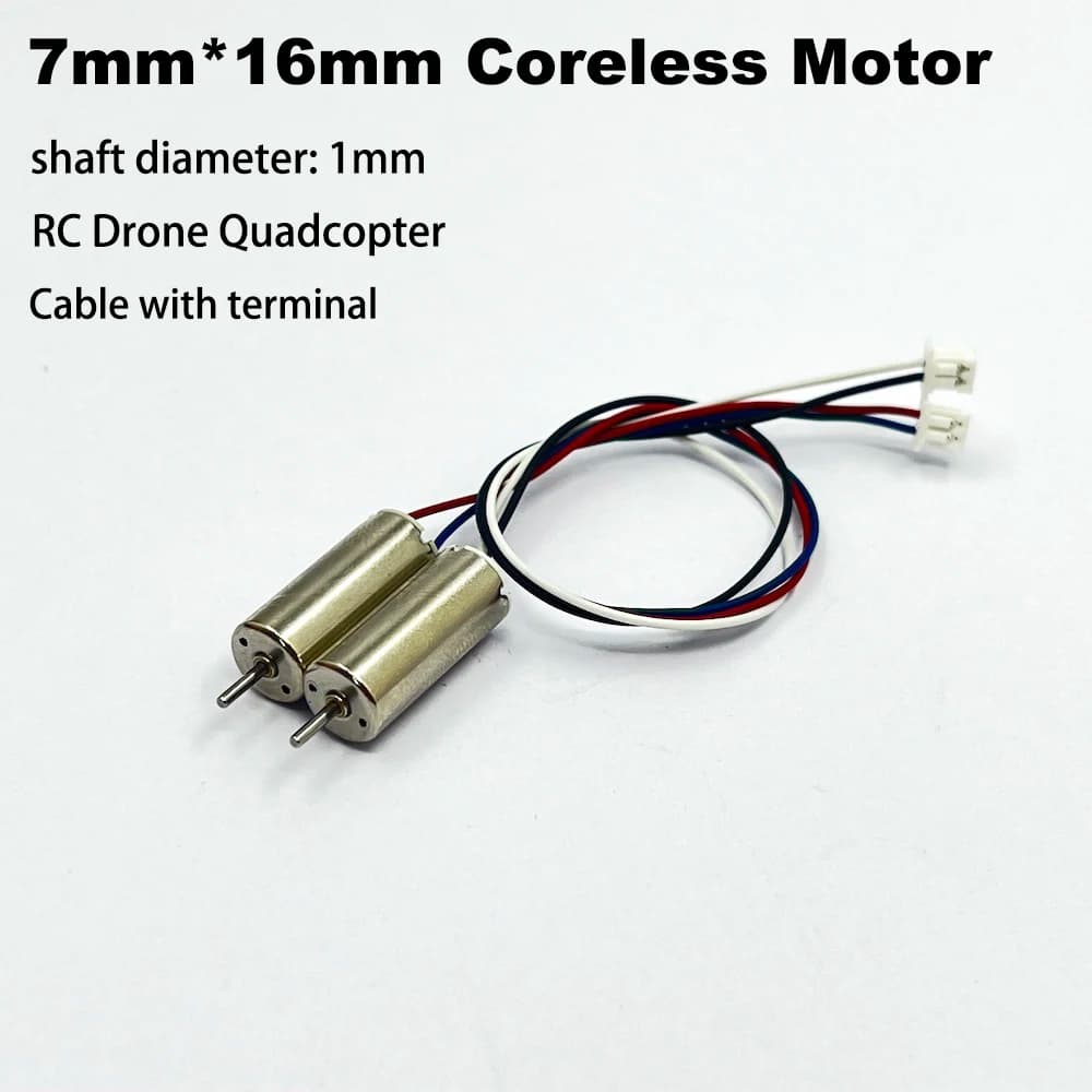 2pcs 7mm*16mm Mini Coreless Motor DC 3V 3.7V High Speed RC Drone Quadcopter Engine Micro 716 Motor 1mm Shaft Cable with Terminal