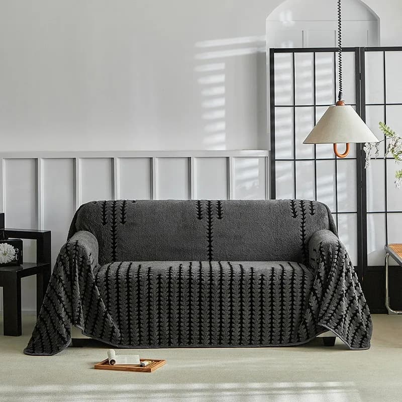 They covered in solid coloured plush, retro style, of high range, for autumn and winter, complete universal cover for sofa.