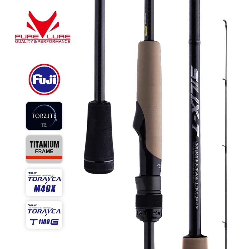 PURELURE SILIX-T Asta da 1 pezzo Fuji Anelli di torzite Azione extra veloce Zander Bass Pike Rod Manico in sughero Toray T1100G e tessuto M40X