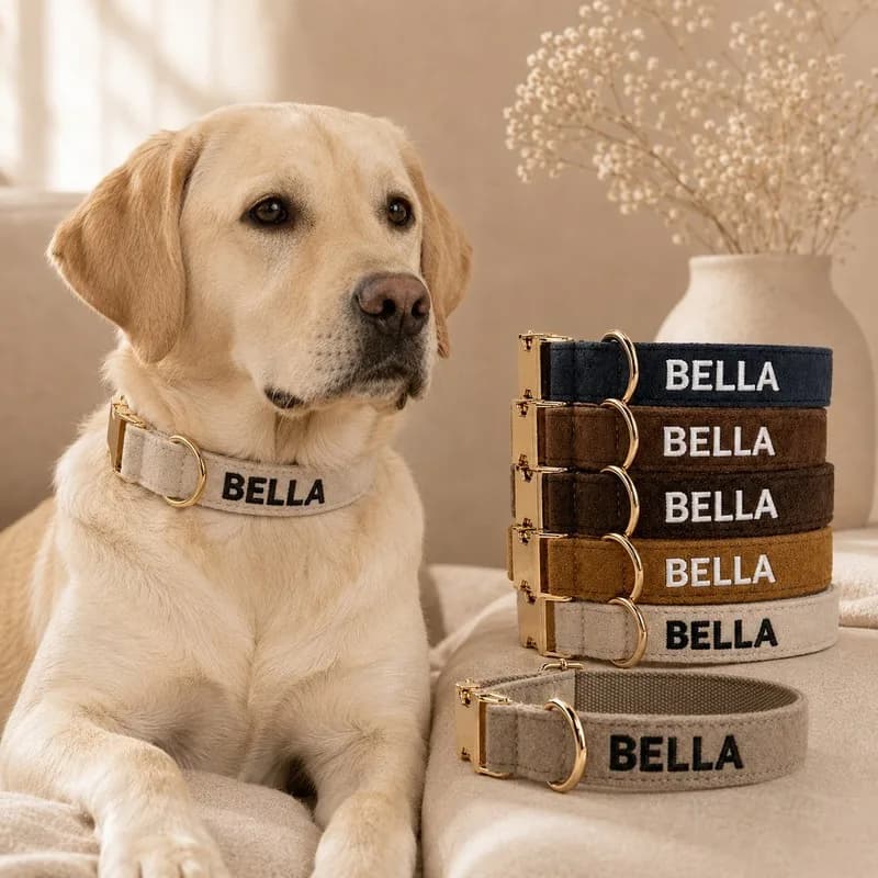 Custom Embroidered Dog & Cat Name Collars, Pet Name English Embroidery Design, Suitable for Small, Medium and Large Dogs