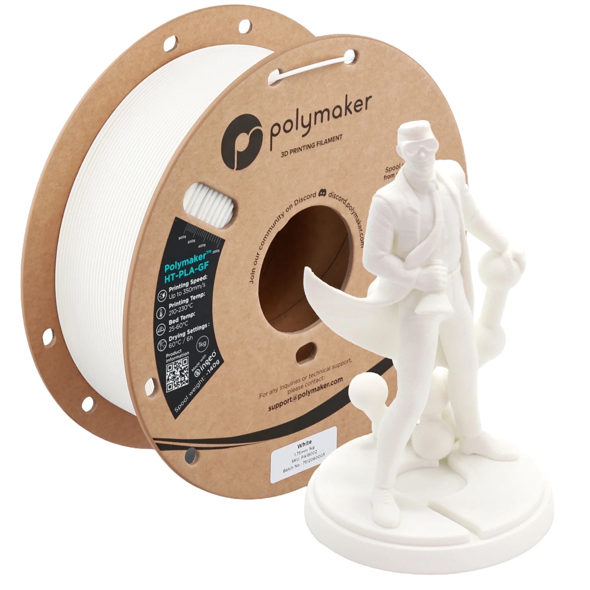 Polymaker HT-PLA-GF 3D Filament 1,75 mm 1 kg/bobine High temperature glass Fiber PLA Heat Stable up to 150 ° Filament for 3D printer FDM C