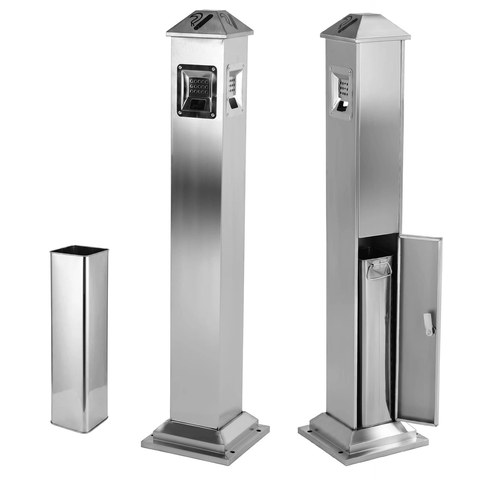 Cestino per Rifiuti Commerciale da 111 cm con Chiave, Contenitore Grande per Rifiuti con Secchio Interno per Casa, Esterni, Piscina, Giardino, Ufficio, Hotel