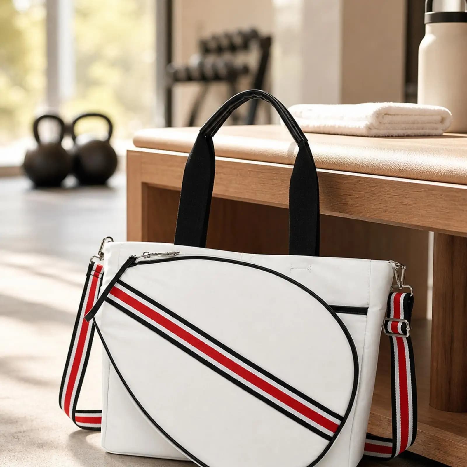 Racket Storage Bag with Shoulder Strap Rectangular Tennis Racket Bag Detachable for Sports Training