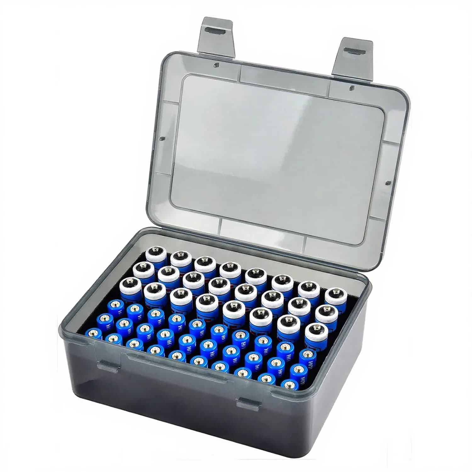 Organizer for Portable Batteries with Shock Absorber, Plastic Box for Conservation of 54 AAA batteries
