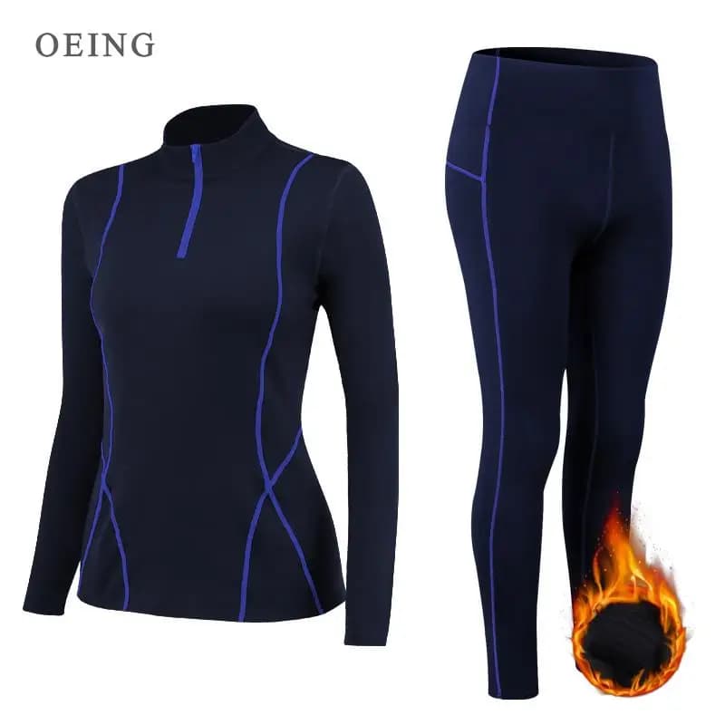Winter Thermal Fleece Yoga Suit Women's Stretch Running Set Gym Workout Hot Shirt and Leggings Sportswear Fitness Sportswear