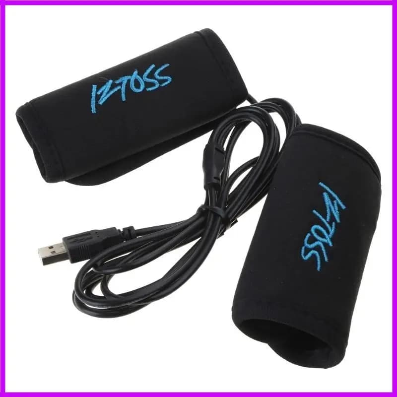 R9CC USB Heated Handlebar Gloves for Motorcycles Winter Heated Grip Pads Hand Warmers Waterproof Adjustable Temperature 2pcs