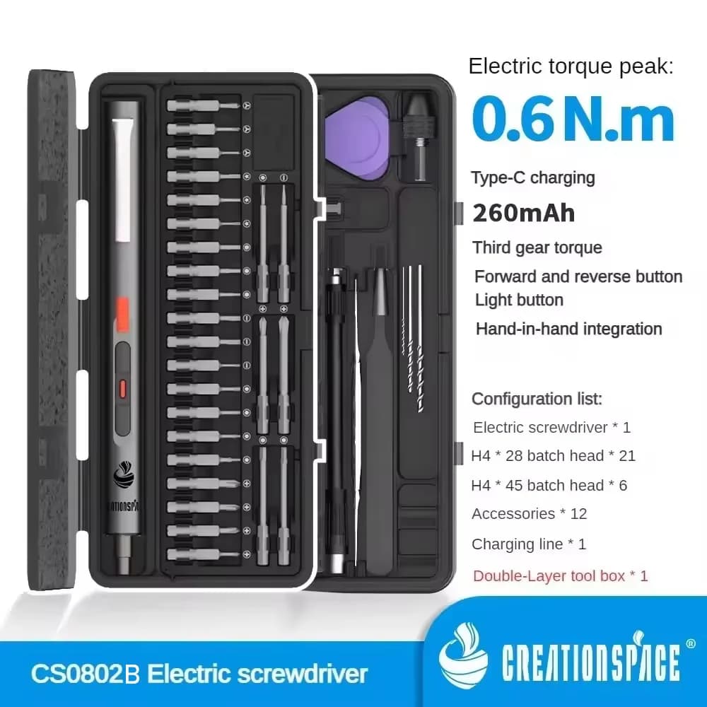 Trapano Avvitatore Elettrico CreationSpace CS0802B, Set Mini Cacciavite Elettrico a Doppia Funzione, Utensili Elettrici per Foratura Senza Fili