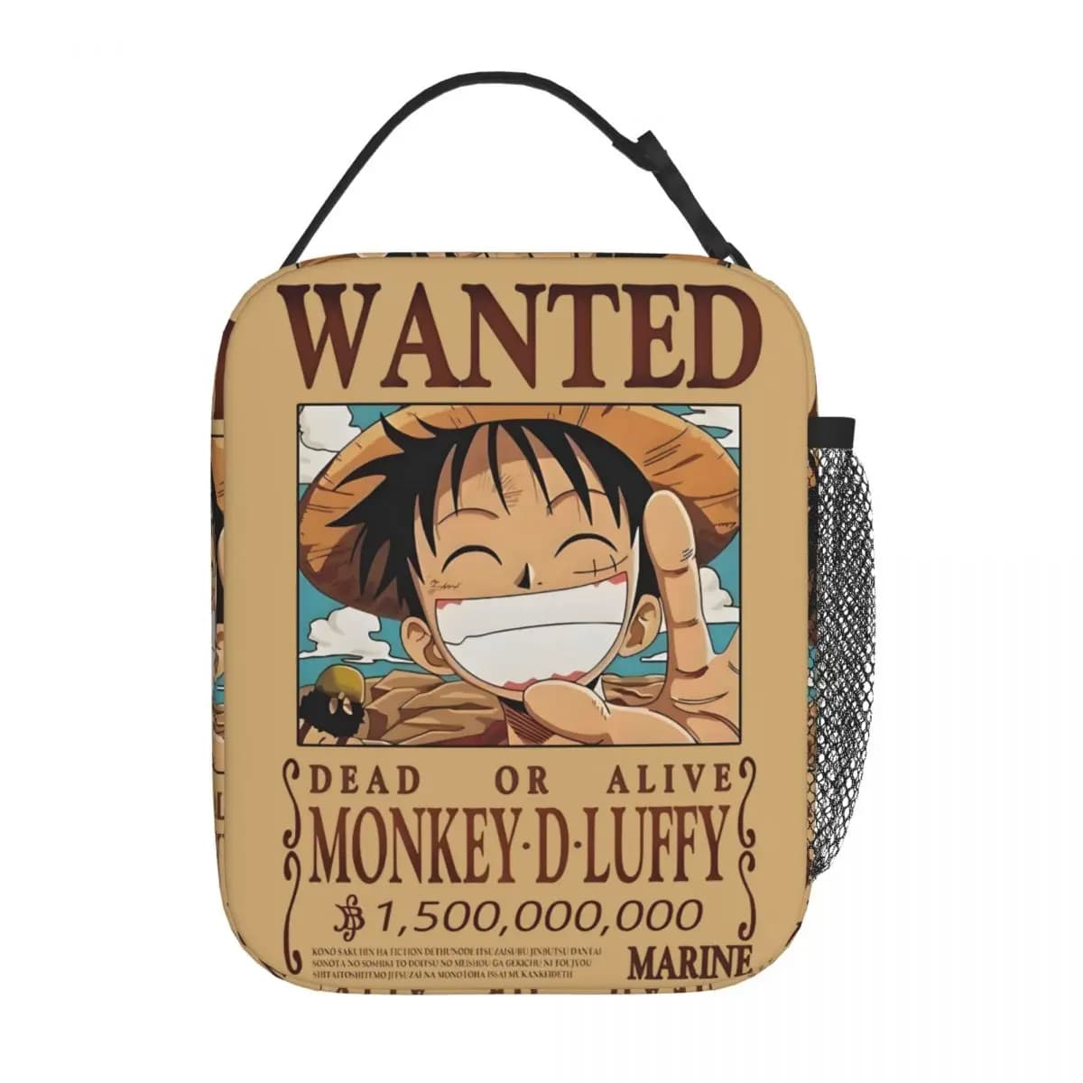 Borsa Termica Portatile Personalizzata con Cartone Animato L-Luffy Wanted, Contenitore per Alimenti Isolato Termicamente a Prova di Perdite O-One P-Pieces per Ufficio e Lavoro