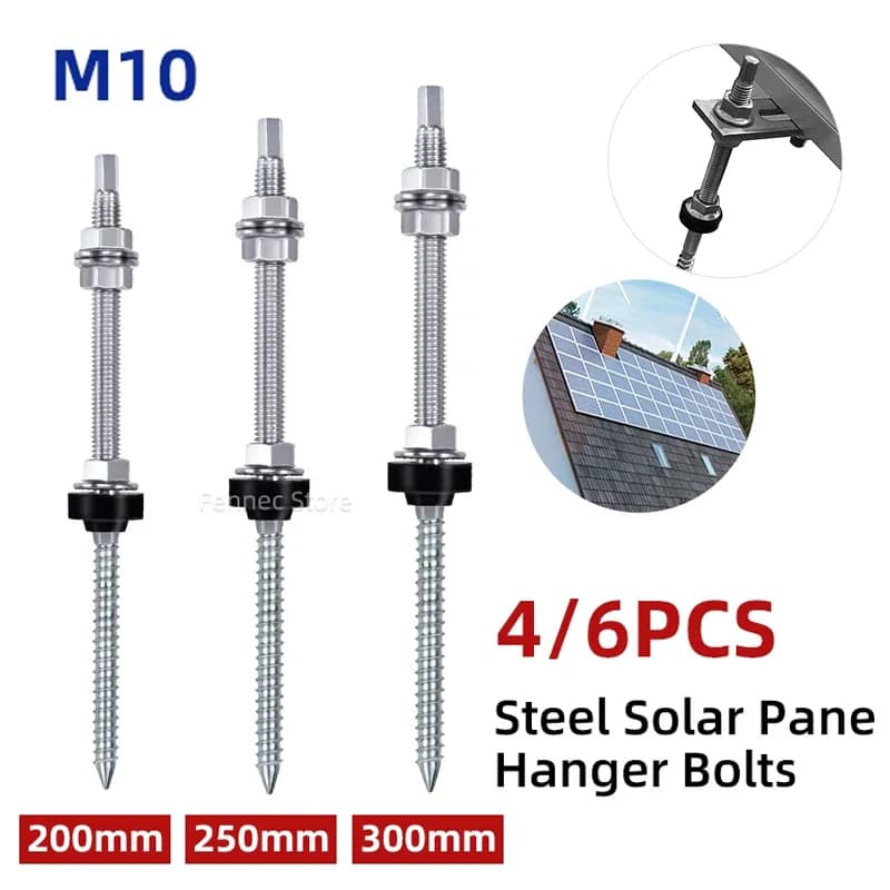 Bulloni per gancio sul tetto del pannello solare per il montaggio 4/6 pezzi M10 Accessori solari Staffa per tetto fotovoltaico Acciaio inossidabile 304