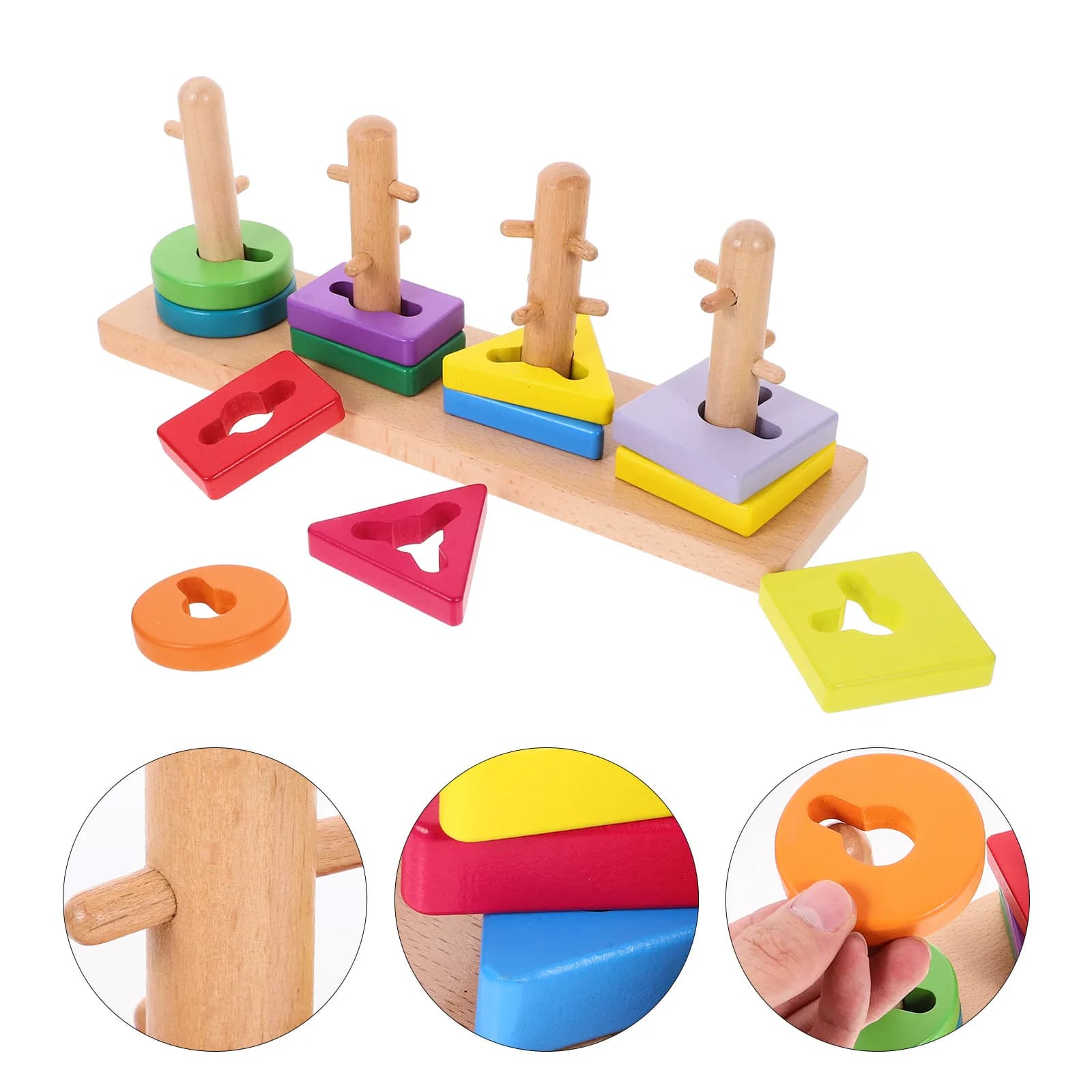 Set di Blocchi in Legno per l'Apprendimento delle Forme Geometriche, Gioco Educativo per lo Sviluppo Cognitivo e la Risoluzione di Problemi