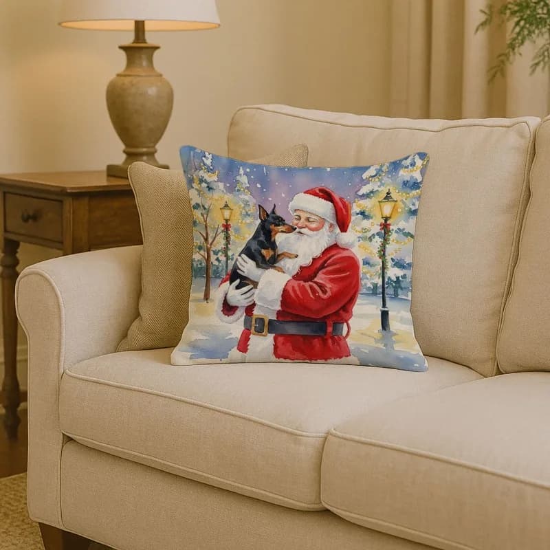 Terrier Babbo Natale Cuscino decorativo per interni ed esterni per divano letto, patio, regalo di Natale