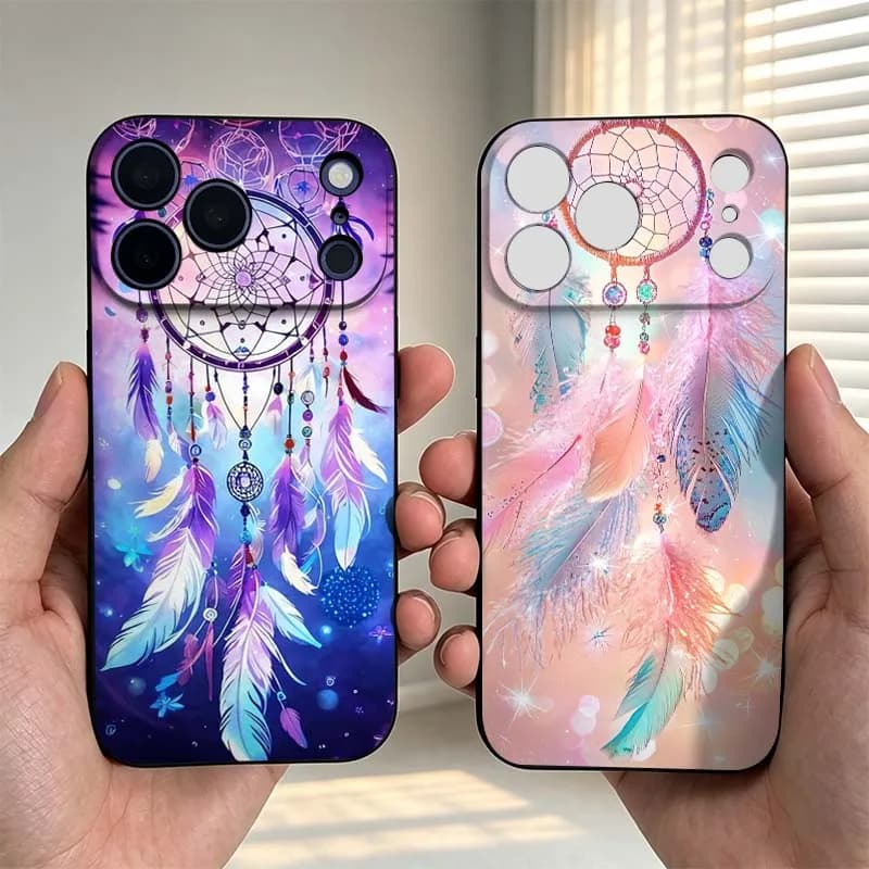 Dreamcatcher Art Cover For Apple iPhone 17 Air 16e 16 15 14 13 12 Mini Plus Pro Max Black Phone Case