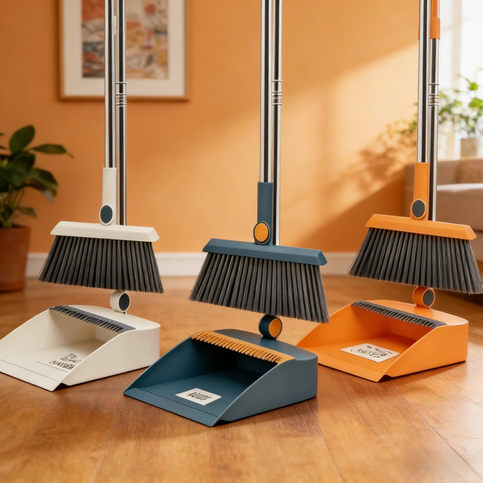 Set 2-in-1 di Scopa e Paletta Magnetica Pieghevole e Girevole, Strumenti Leggeri per la Pulizia Domestica