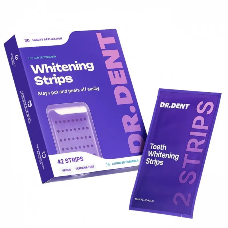 DRDENT Strisce sbiancanti per denti viola - 7 sessioni di sbiancamento - Sicure per lo smalto - Sbiancamento denti non sensibilizzante - Senza perossido
