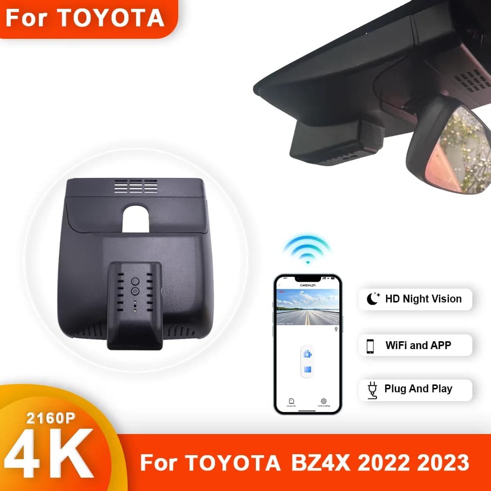 4K Plug and Play WIFi Car DVR Video Recorder Dual Lens Dash Cam for Toyota BZ4X 2022 2023 DashCam custom recording devices