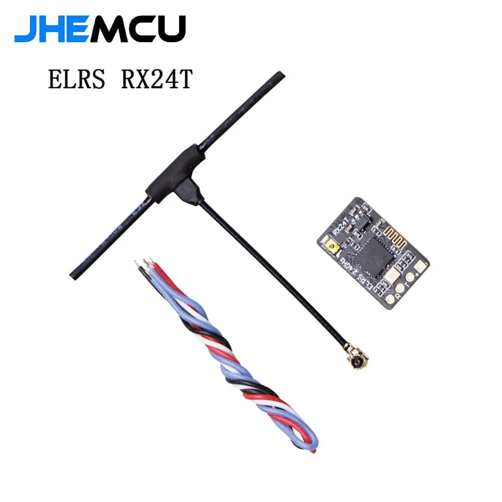 Ricevitore Radio JHEMCU ExpressLRS RX24T 2.4G ELRS Nano a Lungo Raggio per Droni FPV da Corsa e Freestyle, Parti RC DIY LR4 LR5