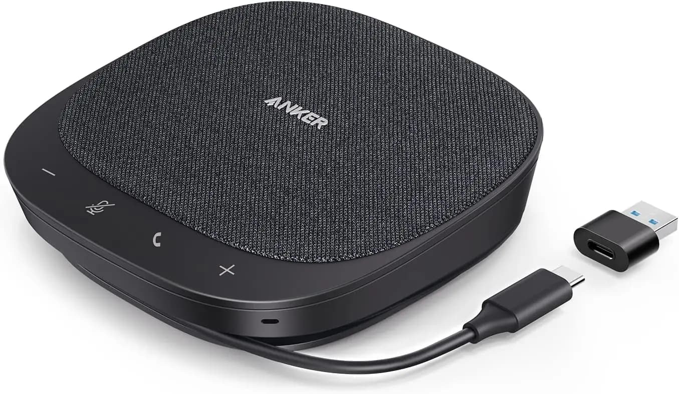 USB Speakerphone with Smart Voice Enhancement, 360° Coverage, Plug and Play for Home Office