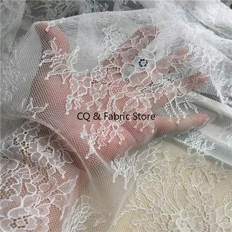 42 Colors 1.5m Wide French Eyelashes Lace Fabric flower Lace Trim for Wedding Dress, Cloth Tablecloth Curtain Accessories DIY Cr