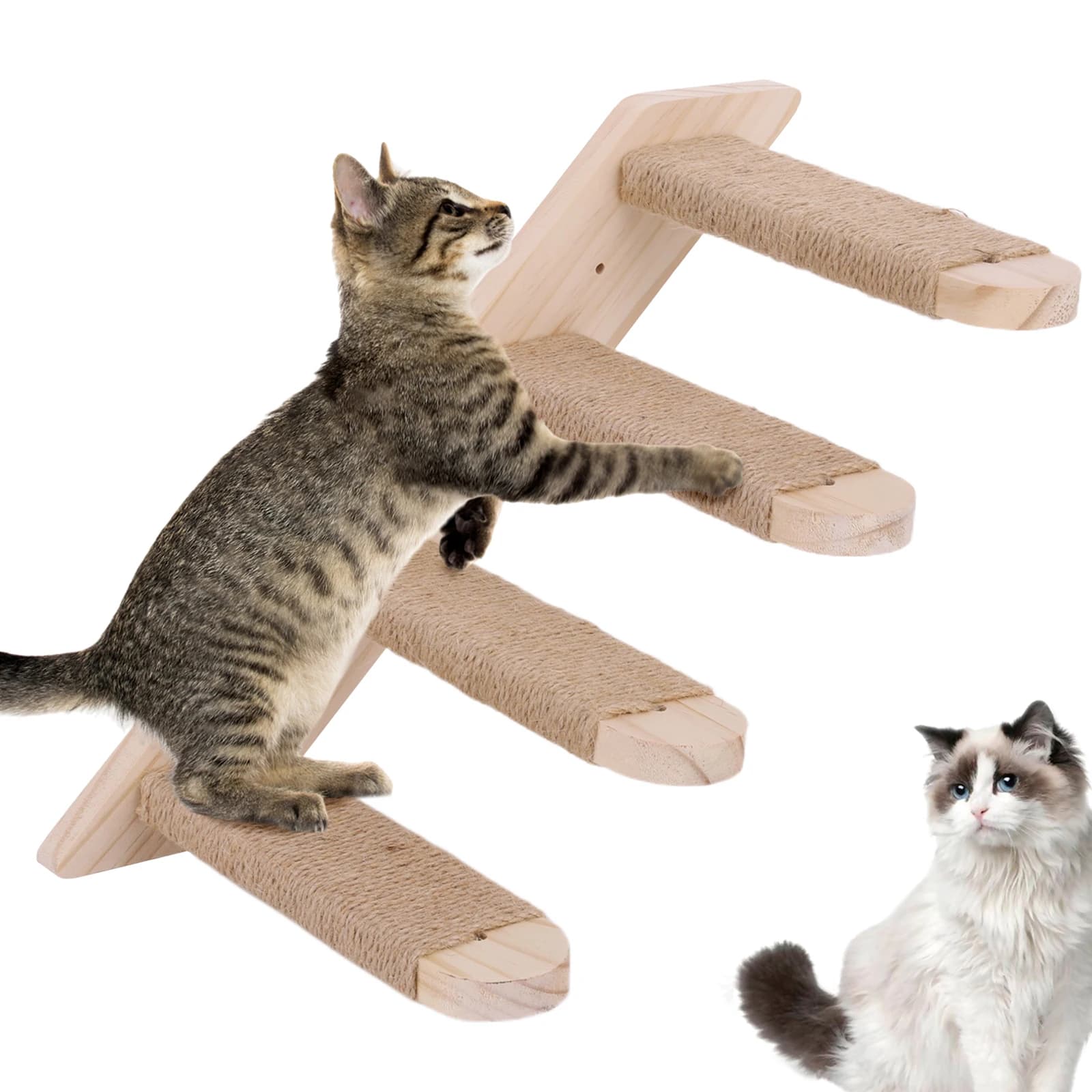 Mensole da Parete per Gatti, Scala da Arrampicata a Quattro Gradini, Struttura per Arrampicata per Gatti, Accessori per Alberi per Gatti