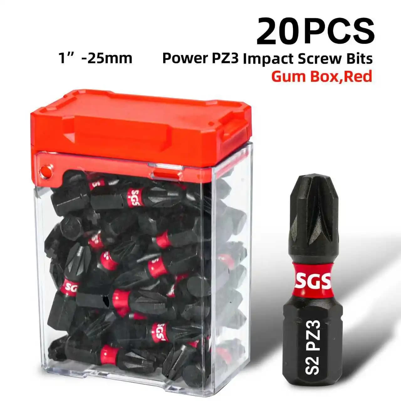 Titanium Steel! Super Practical 20-Piece Set of Pz1/Pz2/Pz3 Multi-Model Impact Bits, S2 Steel Magnetic Electric Screwdriver Bits, 25mm Short Version with Box, Suitable for Electric Drills / Impact Drivers
