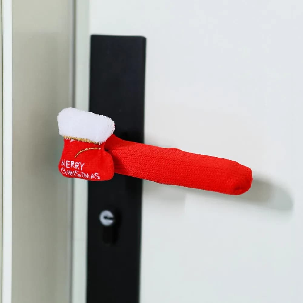 Copri maniglia per porta natalizia in cartone animato Copri pomello protettivo anticollisione per porta carino con campanelli pendenti Decorazioni natalizie