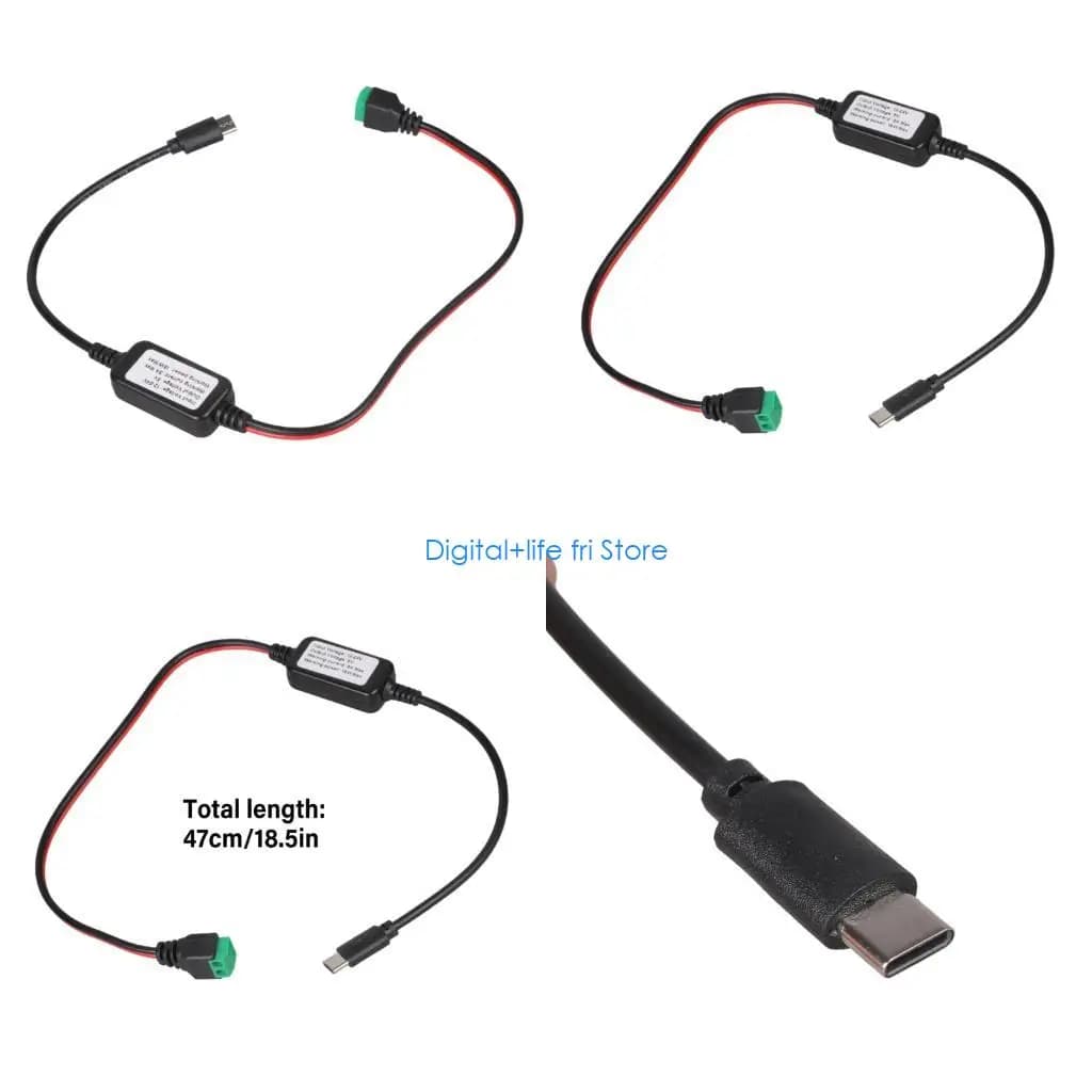 E06D DC12V 24V To 5V USB C Converter Cable For Mobile Devices Tablets Dashcams And LED Lights