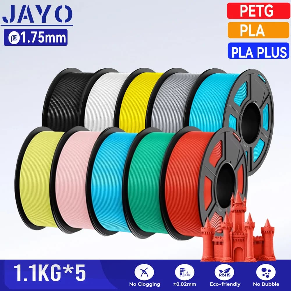 JAYO 5,5KG Filamento stampante 3D PLA/PETG/PLA PLUS 1,75mm 100% No Bubble PLA non tossico Materiale di stampa 3D per stampante 3D e penna 3D