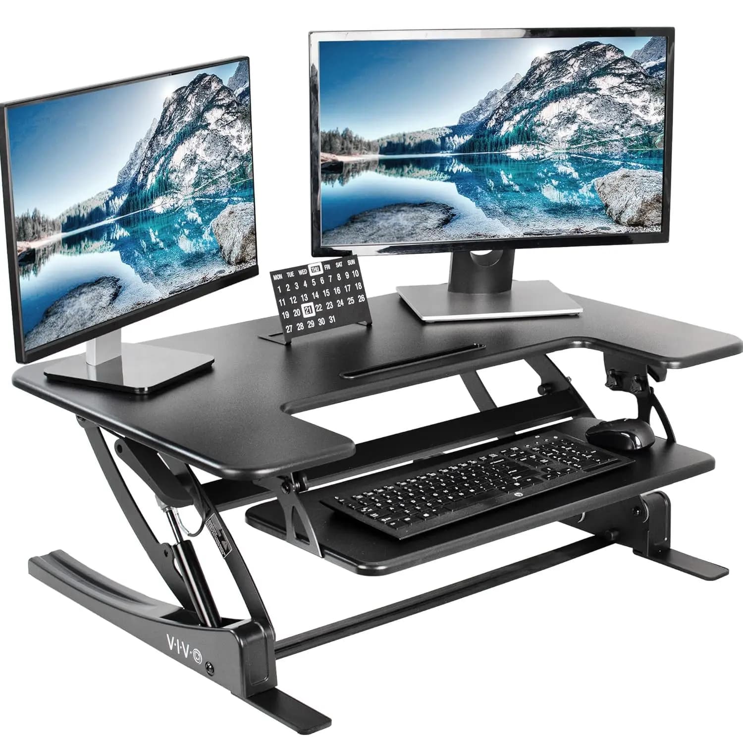Convertitore per Scrivania Regolabile in Altezza 36 Pollici, Supporto per Doppio Monitor, Postazione di Lavoro Nera, Personalizzabile