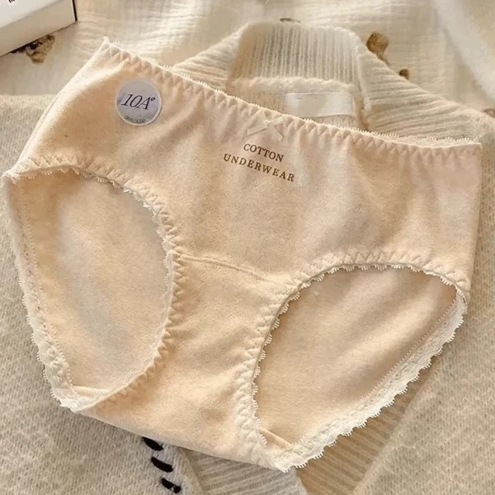 Underpants Bow Cotton Panties Lace Simple Underwear for Women Mid Waist Comfortable Briefs Girl