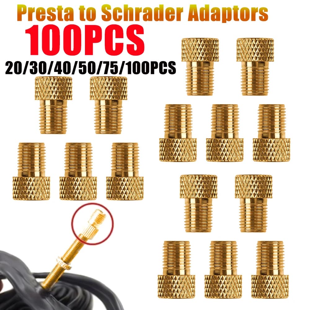 20-100pcs bicicletta Presta a Schrader adattatori connettori per valvole per pneumatici in lega di alluminio pompa per bici in rame adattatore per pneumatici parti in bicicletta