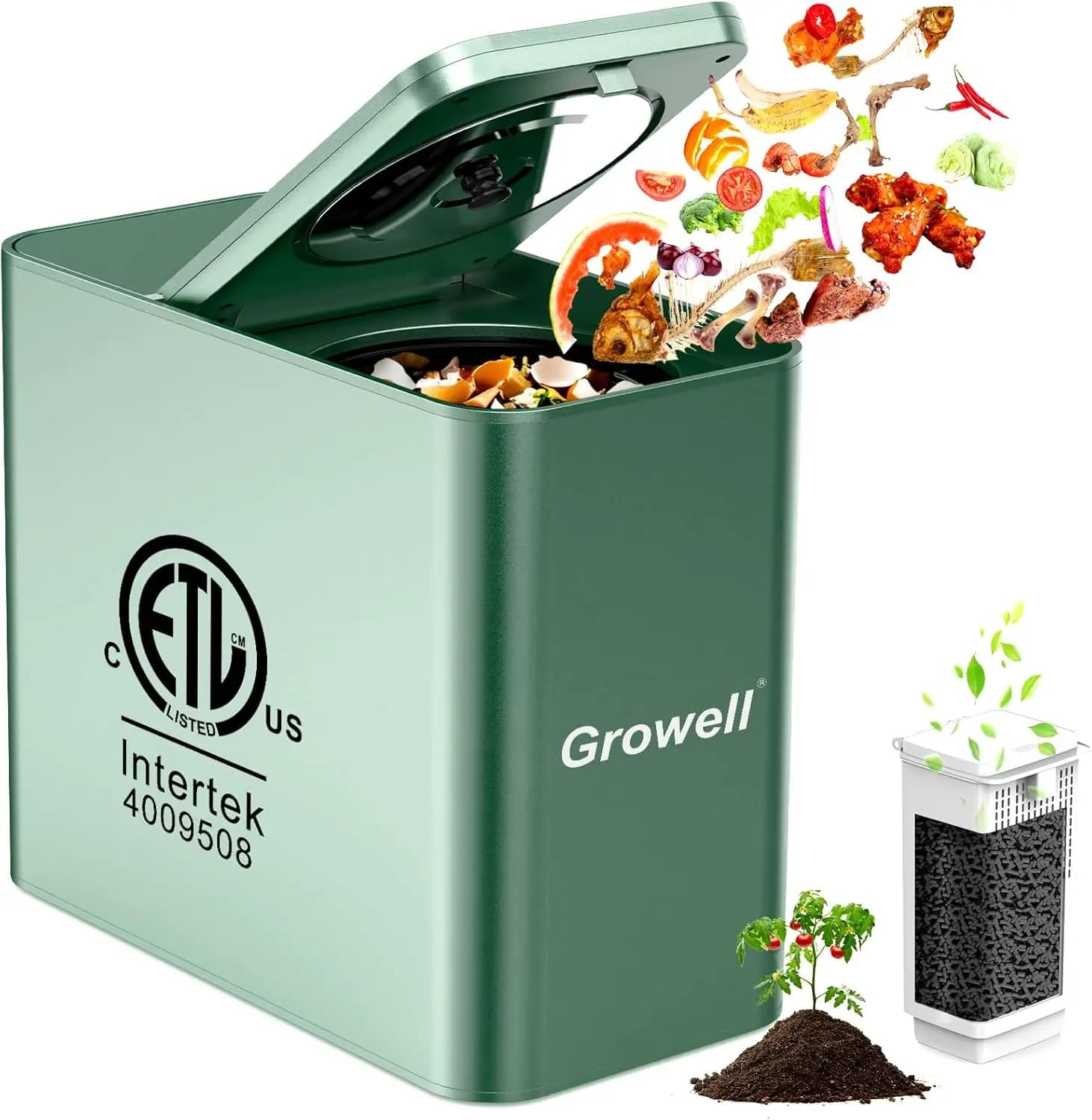 Electric Composter for Kitchen, 3.2L Smart Odorless Compost Bin, Low Noise & Odorless, Indoor Countertop Food Waste Composter