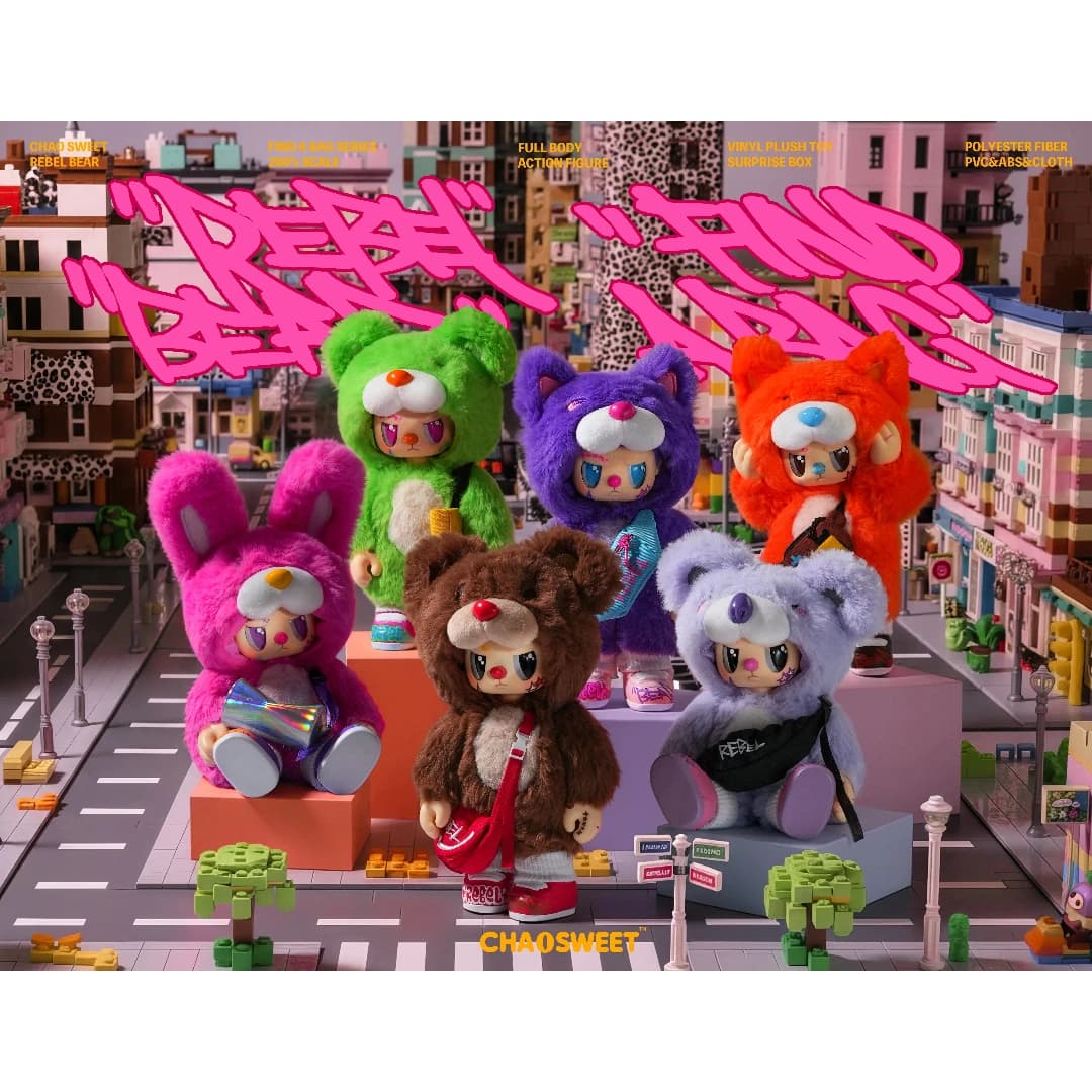 Chao Sweet Rebel Bear Satchel Little Bear Series Blind Box Articolazione Mobilità Vinile Peluche Bambola Ciondolo popolare Regalo di Halloween