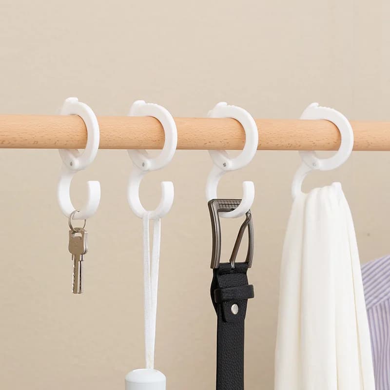 S-Shaped Hook Clip for Kitchen and Bathroom, No-Drill Plastic White Clothes Hook, Cabinet Rack