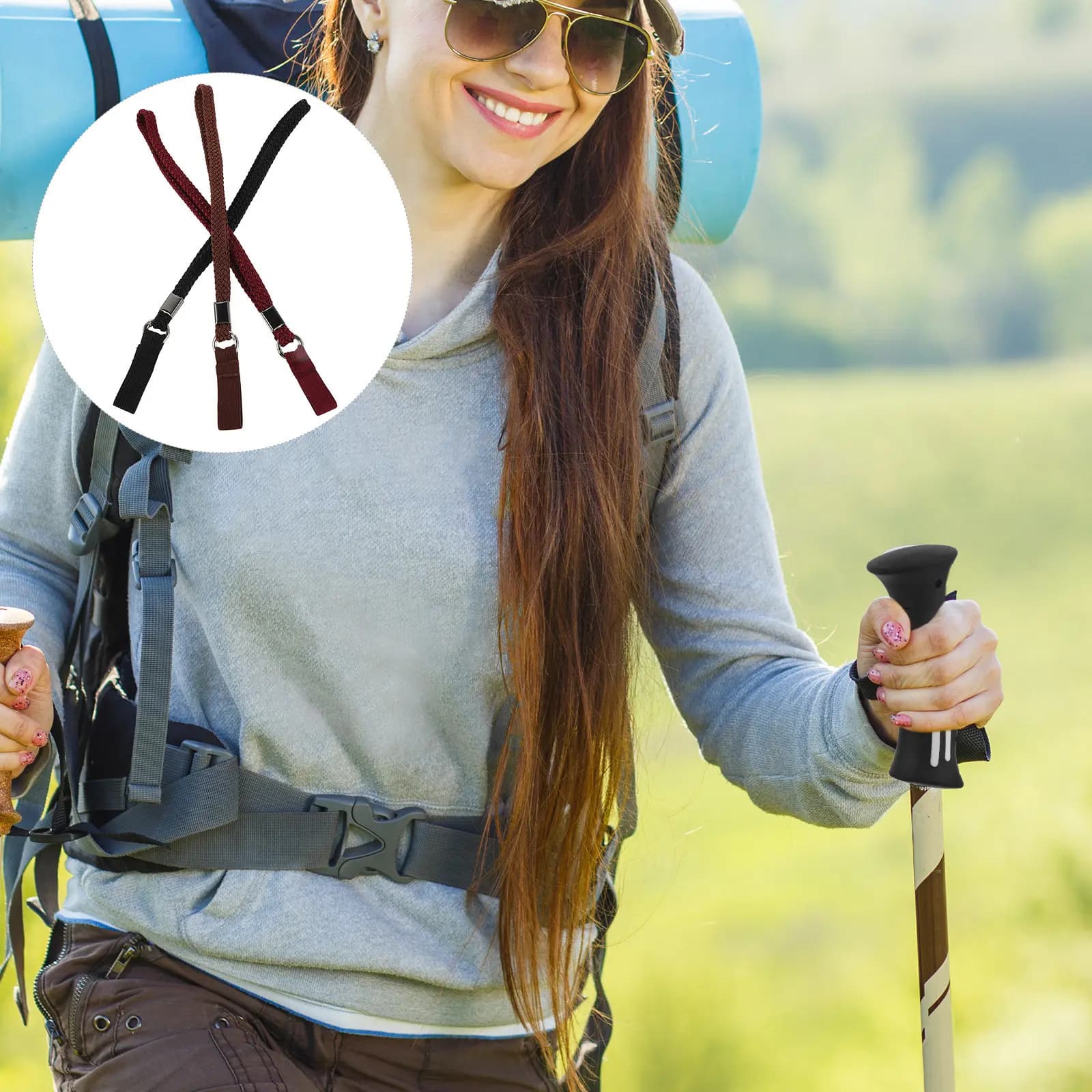 6Pcs Hiking Pole Wrist Straps Anti-Loss Comfortable Non-Slip Trekking Pole Holder Straps for Mountaineering Walking Stick