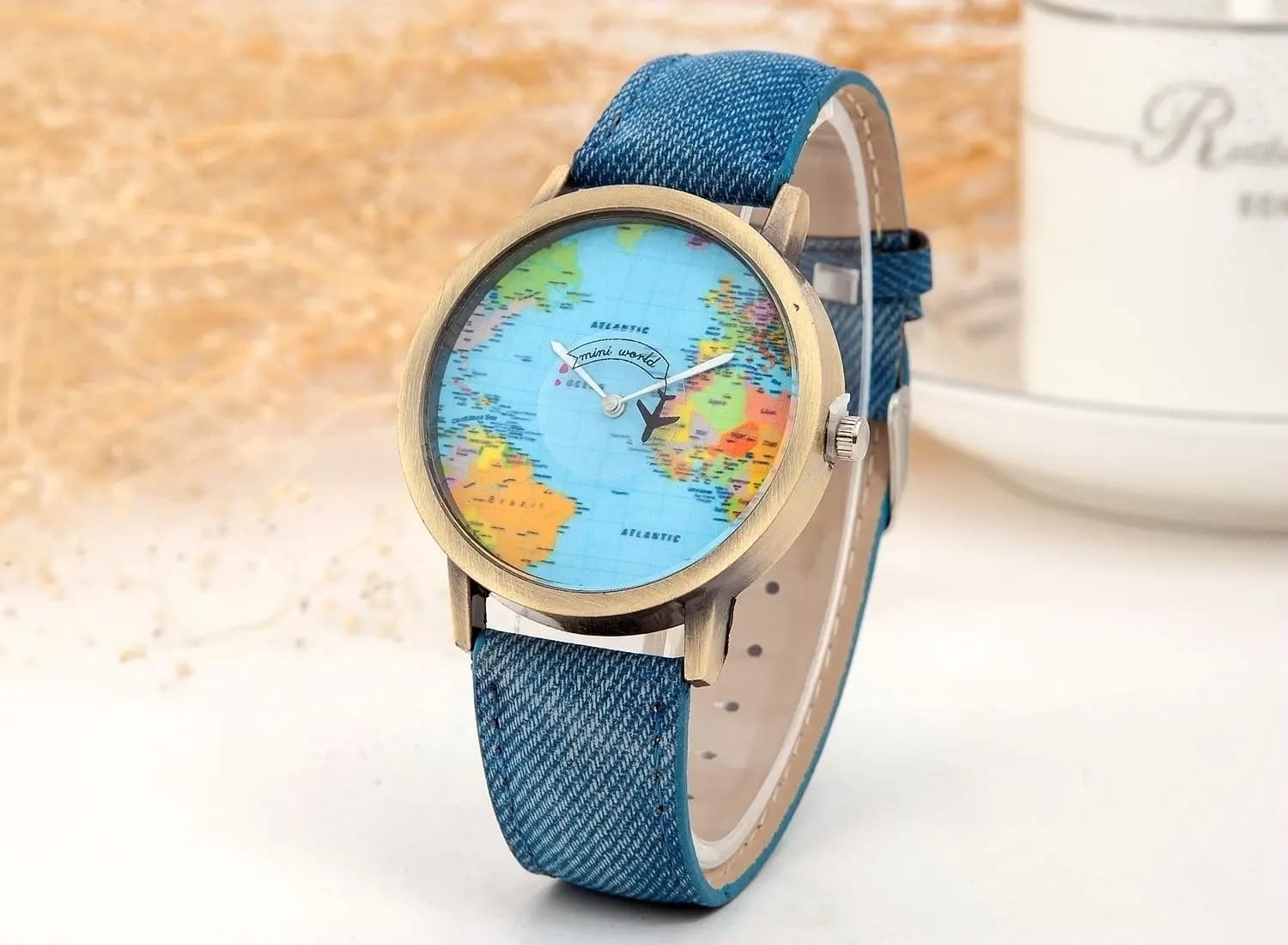 Fashionable women's watch with terrestrial dial, casual leather strap, women's wristwatch Reloj Mujer