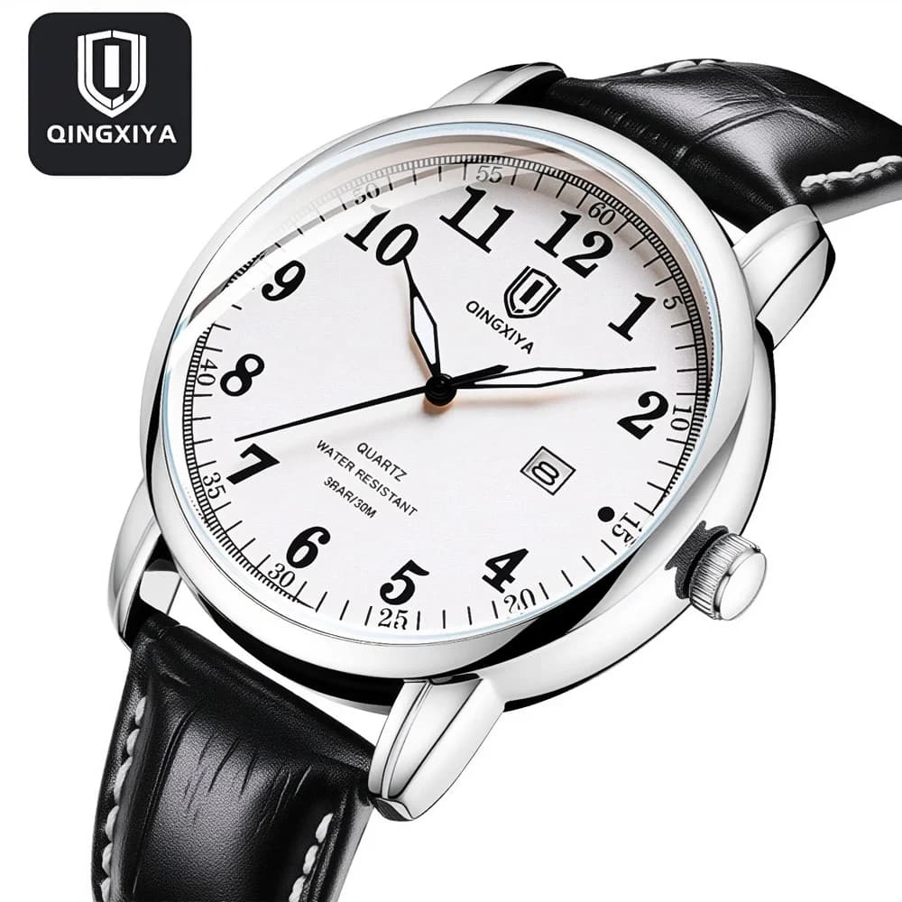 QINGXIYA Orologi da uomo d'affari Top Brand di lusso con cinturino in pelle militare, orologio al quarzo con data, orologio da polso da uomo alla moda impermeabile